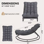Fauteuil à bascule d'extérieur avec coussins épais pour la sieste et la détente, fauteuil à bascule moderne et confortable, adapté pour le salon, le patio, le jardin, le porche