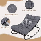 Fauteuil à bascule d'extérieur avec coussins épais pour la sieste et la détente, fauteuil à bascule moderne et confortable, adapté pour le salon, le patio, le jardin, le porche