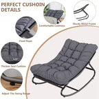 Fauteuil à bascule d'extérieur avec coussins épais pour la sieste et la détente, fauteuil à bascule moderne et confortable, adapté pour le salon, le patio, le jardin, le porche