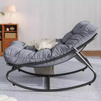 Fauteuil à bascule d'extérieur avec coussins épais pour la sieste et la détente, fauteuil à bascule moderne et confortable, adapté pour le salon, le patio, le jardin, le porche