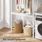 Plan de Travail Lave-linge Sèche-linge, Plan de Travail de Buanderie à 2 Niveaux - Bois Imperméable avec Rebords de 7 cm, Patins Antidérapants