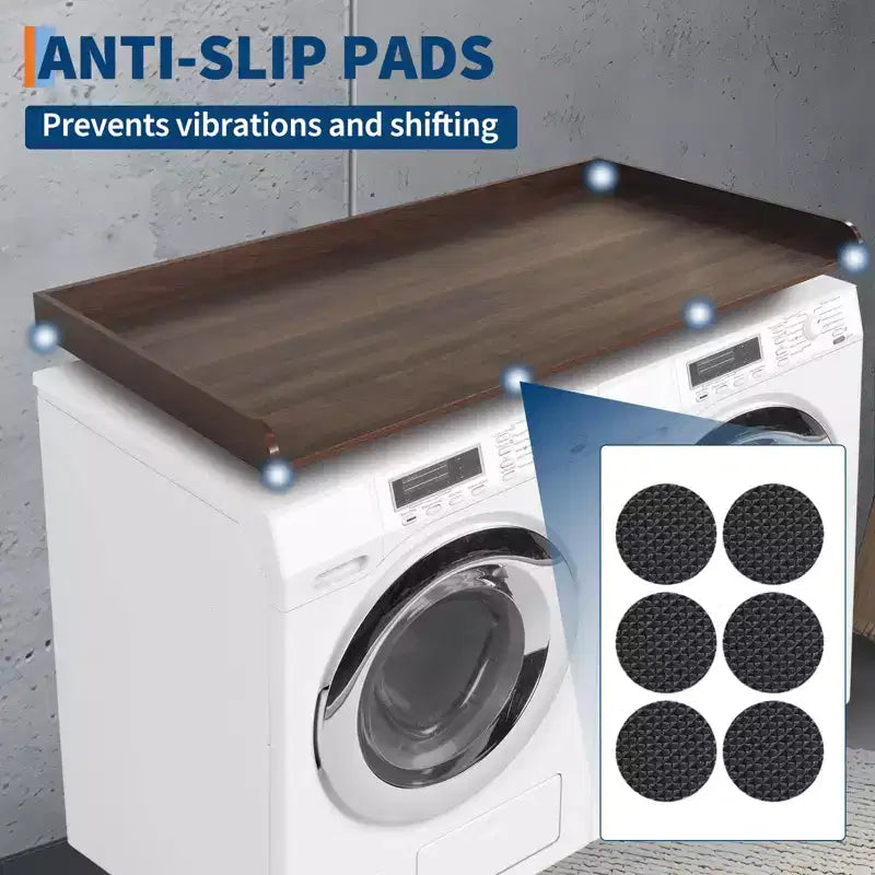 Plan de travail pour lave-linge/sèche-linge, 137x70 cm, en bois étanche – Rebord de protection, antidérapant, pour l'organisation de la buanderie