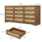 COZONY Commode à 12 tiroirs, commode moderne de 160 cm de large avec poignées en bois, organisateur de rangement pour chambre et meuble TV pour salon, couloir