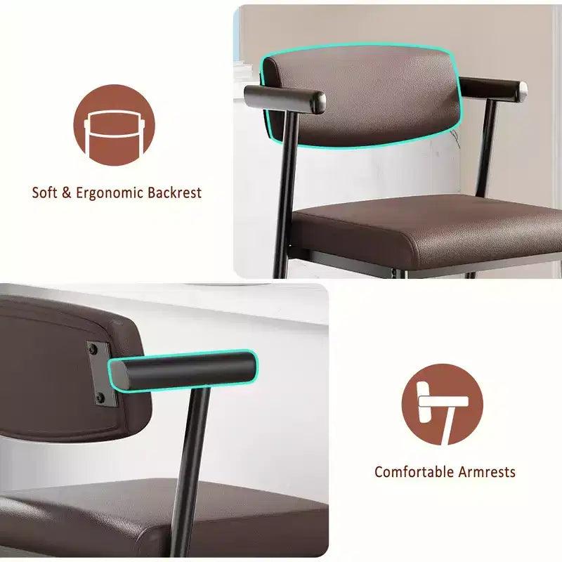 TruAIR Tabourets de bar 26 po (Lot de 2) - Tabourets de comptoir modernes rembourrés avec accoudoirs et dossier pour îlot de cuisine