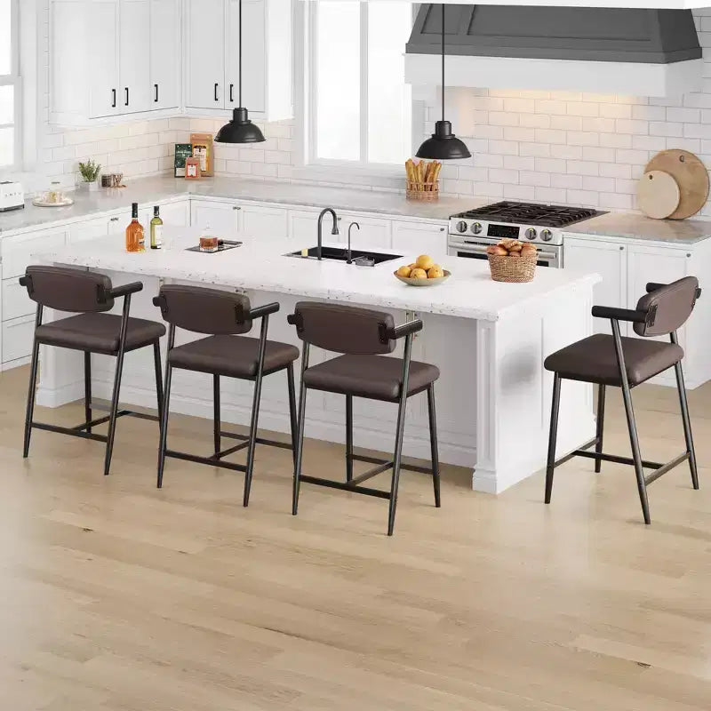 TruAIR Tabourets de bar 26 po (Lot de 2) - Tabourets de comptoir modernes rembourrés avec accoudoirs et dossier pour îlot de cuisine