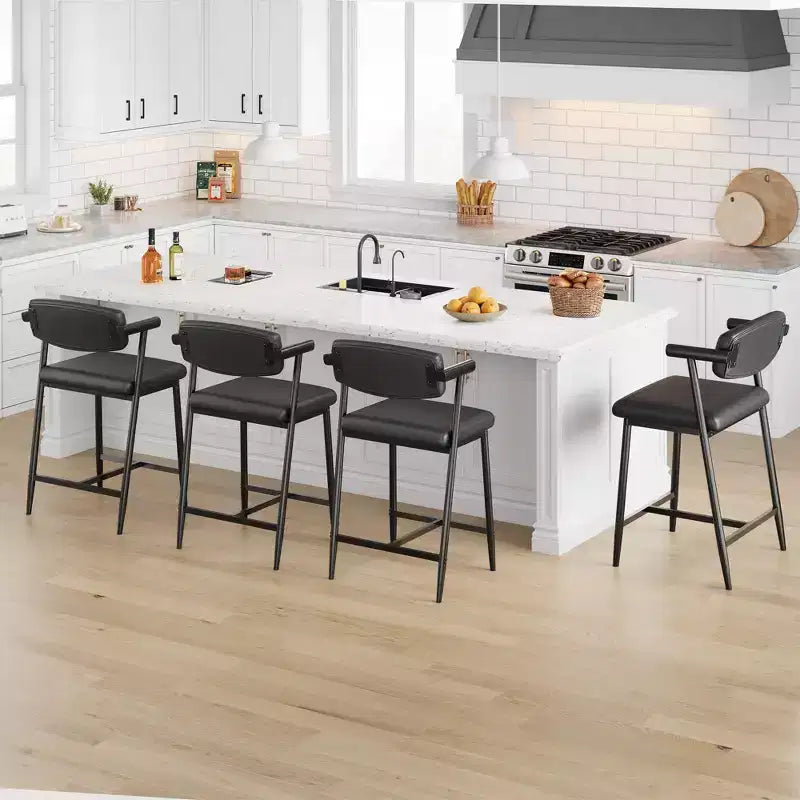 TruAIR Tabourets de bar 26 po (Lot de 2) - Tabourets de comptoir modernes rembourrés avec accoudoirs et dossier pour îlot de cuisine