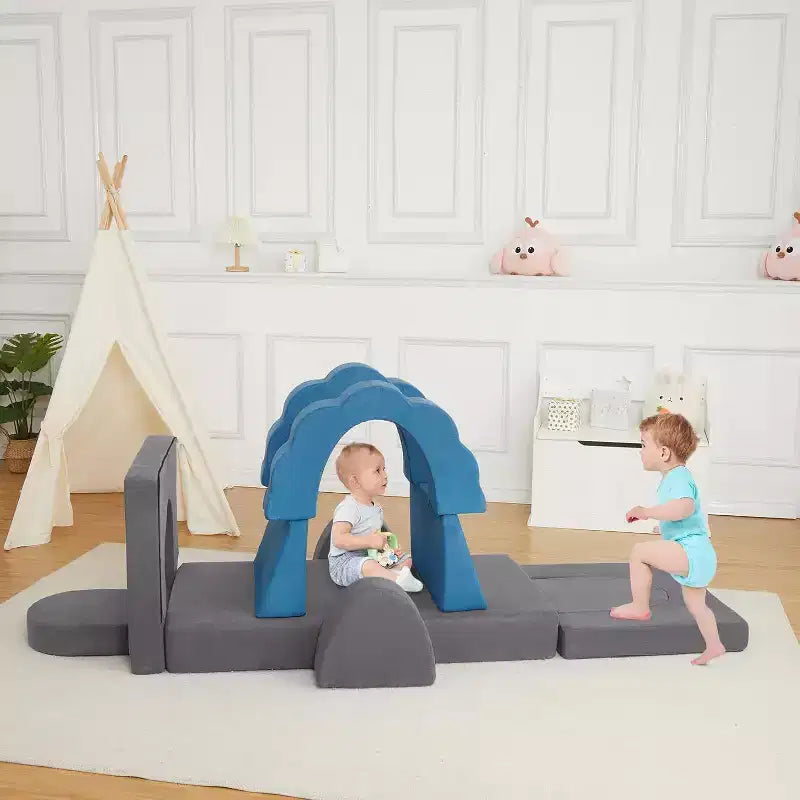 Canapé de jeu modulaire 11 pièces pour enfants, canapé sectionnel pour enfants, canapé de sol convertible en mousse pour salle de jeux et chambre à coucher