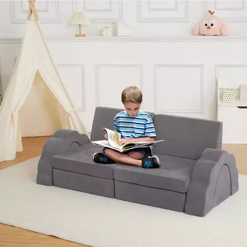 Canapé de jeu modulaire 11 pièces pour enfants, canapé sectionnel pour enfants, canapé de sol convertible en mousse pour salle de jeux et chambre à coucher