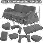 Canapé de jeu modulaire 11 pièces pour enfants, canapé sectionnel pour enfants, canapé de sol convertible en mousse pour salle de jeux et chambre à coucher