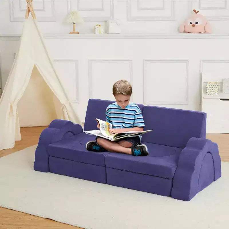 Canapé de jeu modulaire 11 pièces pour enfants, canapé sectionnel pour enfants, canapé de sol convertible en mousse pour salle de jeux et chambre à coucher