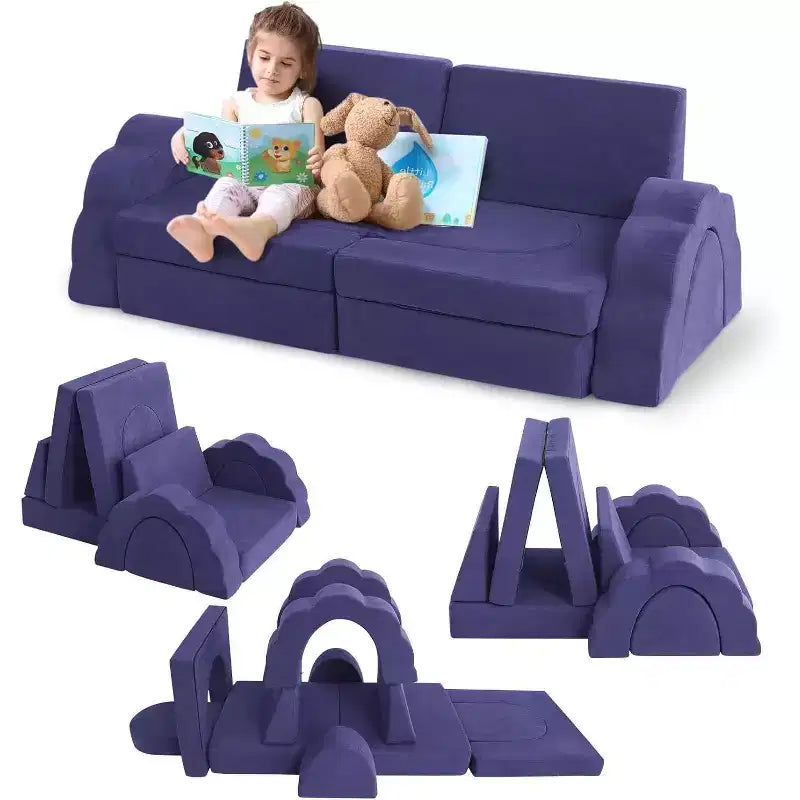 11pcs Modular Kids Play Couch, Children Sectional Sofa Floor Toddler Couch for Kids, Convertible Foam Floor Sofa for Playroom Bedroom