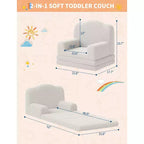 GustoWave Canapé Enfant 2-en-1 Pliant Doux, Fauteuil Confortable pour Tout-petits, Canapé Convertible en Chaise Longue, Meubles Enfants pour Salle de Jeux