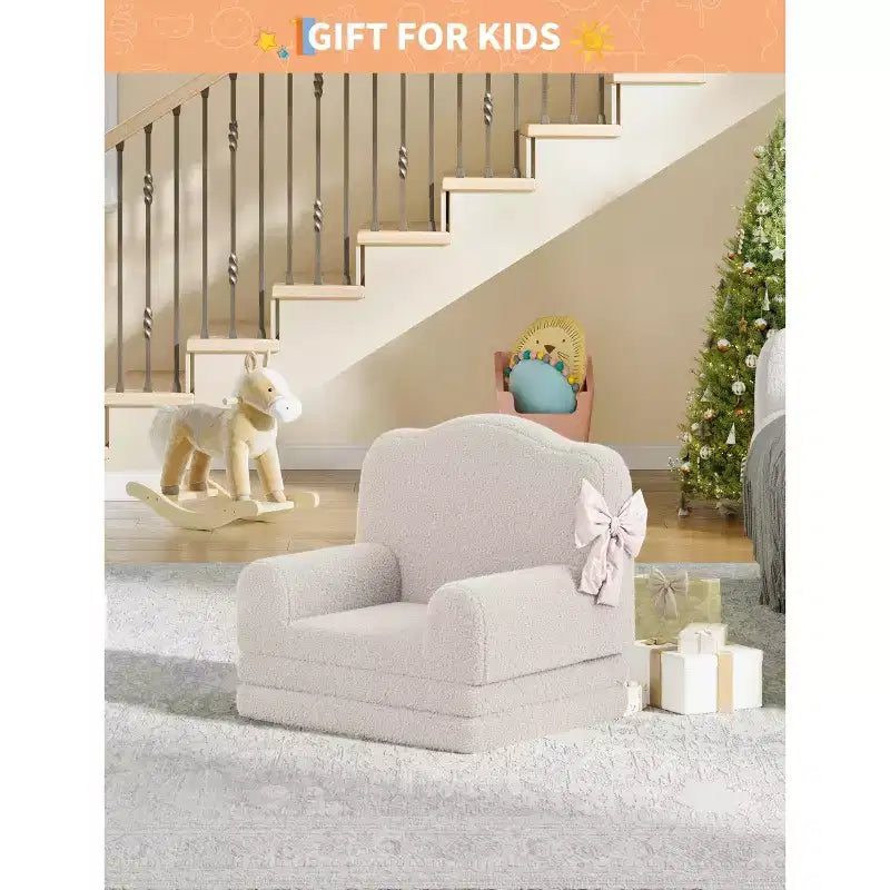 GustoWave Canapé Enfant 2-en-1 Pliant Doux, Fauteuil Confortable pour Tout-petits, Canapé Convertible en Chaise Longue, Meubles Enfants pour Salle de Jeux
