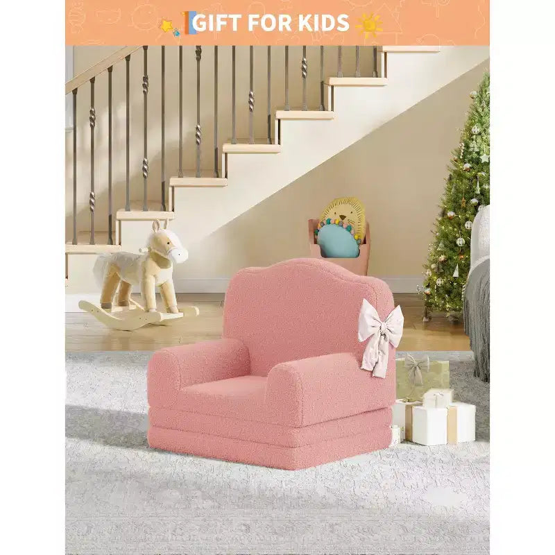 GustoWave Canapé Enfant 2-en-1 Pliant Doux, Fauteuil Confortable pour Tout-petits, Canapé Convertible en Chaise Longue, Meubles Enfants pour Salle de Jeux