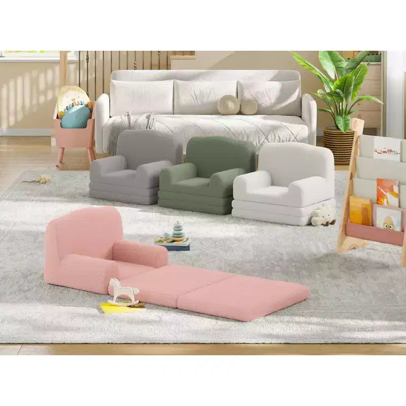 GustoWave Canapé Enfant 2-en-1 Pliant Doux, Fauteuil Confortable pour Tout-petits, Canapé Convertible en Chaise Longue, Meubles Enfants pour Salle de Jeux