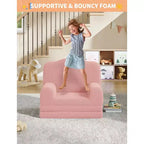 GustoWave Canapé Enfant 2-en-1 Pliant Doux, Fauteuil Confortable pour Tout-petits, Canapé Convertible en Chaise Longue, Meubles Enfants pour Salle de Jeux