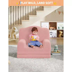 GustoWave Canapé Enfant 2-en-1 Pliant Doux, Fauteuil Confortable pour Tout-petits, Canapé Convertible en Chaise Longue, Meubles Enfants pour Salle de Jeux