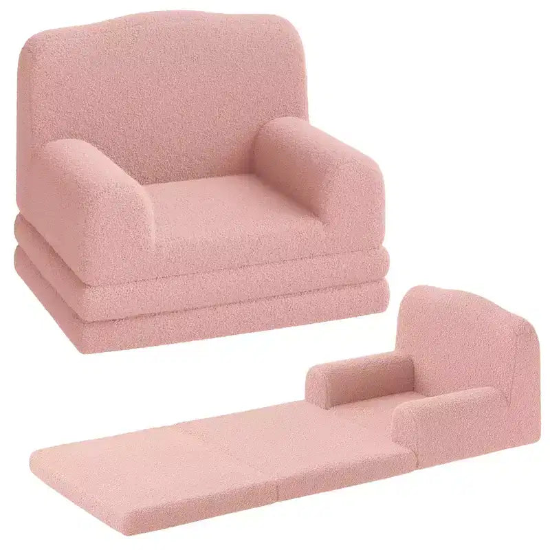 GustoWave 2-in-1 Soft Toddler Couch Fold Out, Toddler Chair Comfy, Convertible Sofa to Lounger, Kids Furniture for Playroom