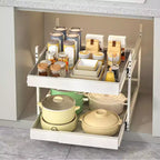 Tiroirs coulissants de cuisine pour armoires, organiseur coulissant réglable à 2 niveaux, étagère de rangement pour casseroles et poêles sous l'armoire, acier au carbone robuste