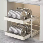Tiroirs coulissants de cuisine pour armoires, organiseur coulissant réglable à 2 niveaux, étagère de rangement pour casseroles et poêles sous l'armoire, acier au carbone robuste