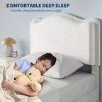 Cadre de lit enfant capitonné Acekool avec tête de lit et tiroir de rangement, velours