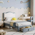Acekool Upholstered Kids Bed Frame with Headboard and Storage Drawer, Velvet