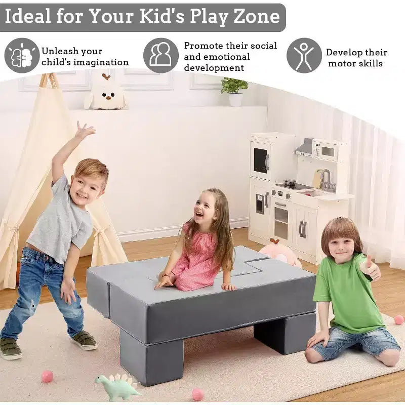 Canapé modulaire pour enfants et tout-petits, ensemble de canapés de jeu en mousse avec coussins détachables, canapé souple convertible pour chambre ou salle de jeux
