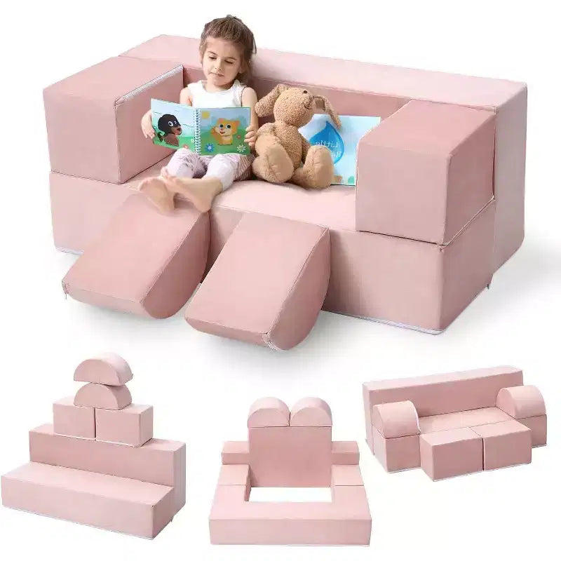 Canapé modulaire pour enfants et tout-petits, ensemble de canapés de jeu en mousse avec coussins détachables, canapé souple convertible pour chambre ou salle de jeux