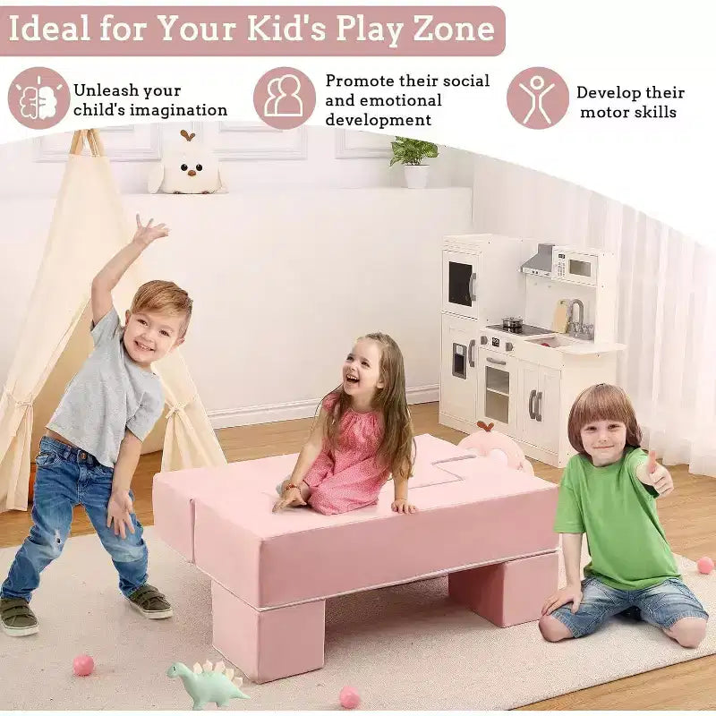 Canapé modulaire pour enfants et tout-petits, ensemble de canapés de jeu en mousse avec coussins détachables, canapé souple convertible pour chambre ou salle de jeux