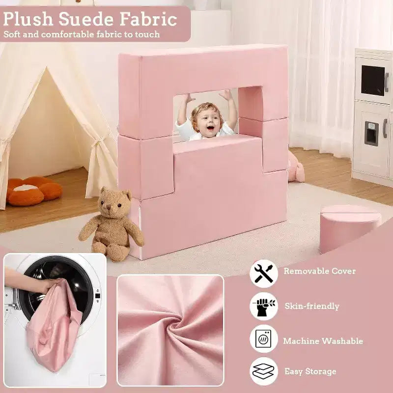 Canapé modulaire pour enfants et tout-petits, ensemble de canapés de jeu en mousse avec coussins détachables, canapé souple convertible pour chambre ou salle de jeux