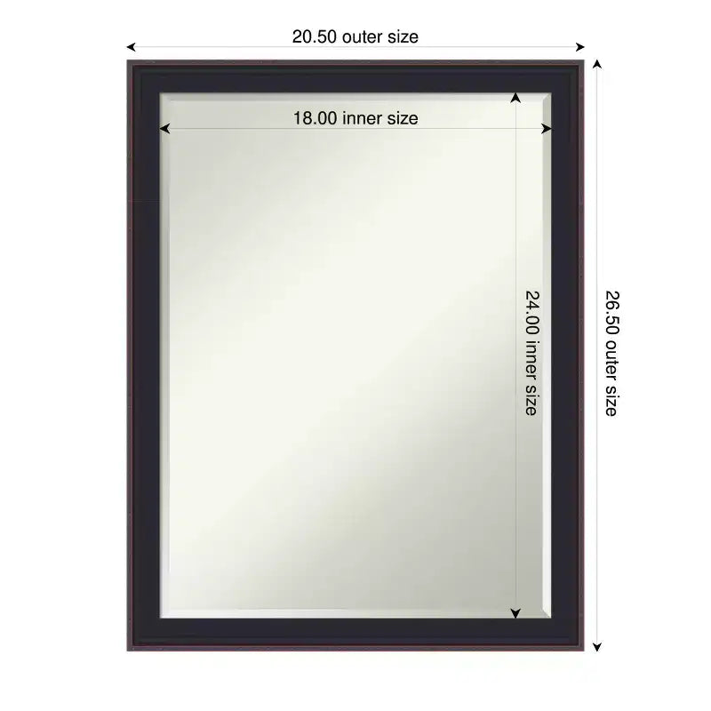 Amanti Art Havana Miroir Mural de Salle de Bain avec Petit Biseau Noir Bronze 26,5 x 20,5 po