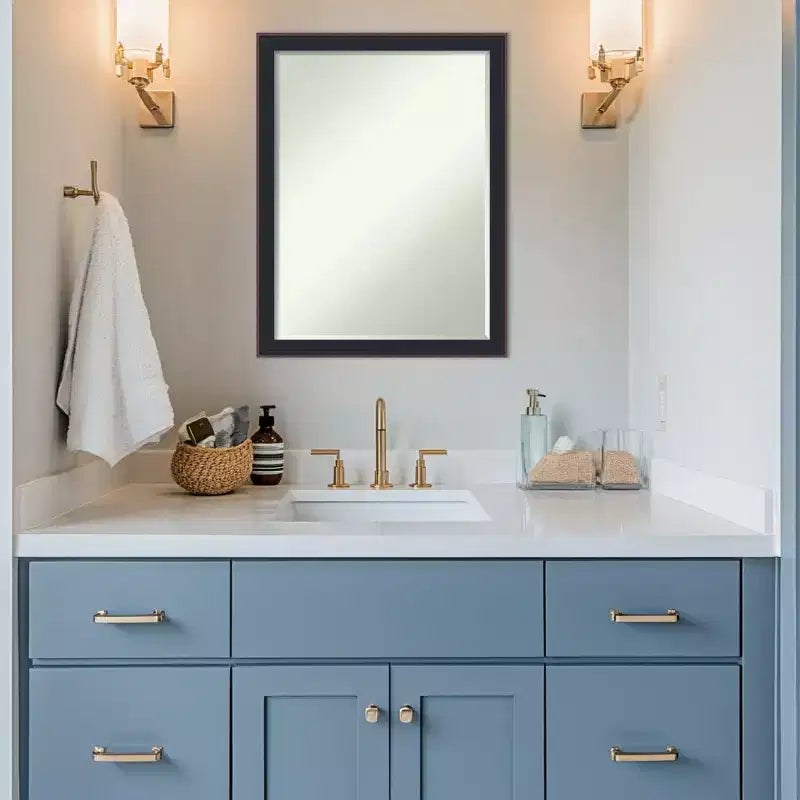 Amanti Art Havana Miroir Mural de Salle de Bain avec Petit Biseau Noir Bronze 26,5 x 20,5 po