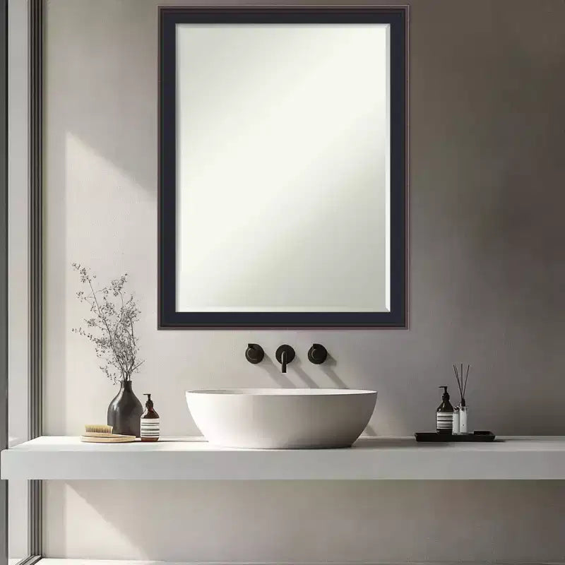 Amanti Art Havana Miroir Mural de Salle de Bain avec Petit Biseau Noir Bronze 26,5 x 20,5 po