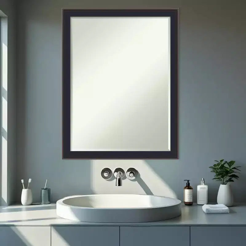 Amanti Art Havana Miroir Mural de Salle de Bain avec Petit Biseau Noir Bronze 26,5 x 20,5 po