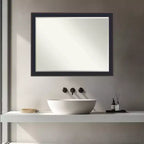 Amanti Art Havana Miroir Mural de Salle de Bain avec Petit Biseau Noir Bronze 26,5 x 20,5 po