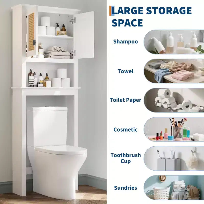Meuble de rangement au-dessus des toilettes, organisateur de salle de bain de style ferme au-dessus des toilettes, armoire de rangement autoportante en bois au-dessus des toilettes avec étagère réglable