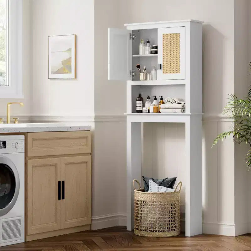 Meuble de rangement au-dessus des toilettes, organisateur de salle de bain de style ferme au-dessus des toilettes, armoire de rangement autoportante en bois au-dessus des toilettes avec étagère réglable