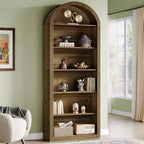 Étagère à livres 6 niveaux cintrée Lantine, bibliothèque haute de 196 cm, étagère de rangement ouverte autoportante pour salon, bureau à domicile