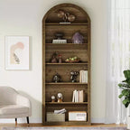 Étagère à livres 6 niveaux cintrée Lantine, bibliothèque haute de 196 cm, étagère de rangement ouverte autoportante pour salon, bureau à domicile