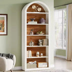 Étagère à livres 6 niveaux cintrée Lantine, bibliothèque haute de 196 cm, étagère de rangement ouverte autoportante pour salon, bureau à domicile