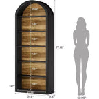 Étagère à livres 6 niveaux cintrée Lantine, bibliothèque haute de 196 cm, étagère de rangement ouverte autoportante pour salon, bureau à domicile