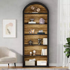 Étagère à livres 6 niveaux cintrée Lantine, bibliothèque haute de 196 cm, étagère de rangement ouverte autoportante pour salon, bureau à domicile