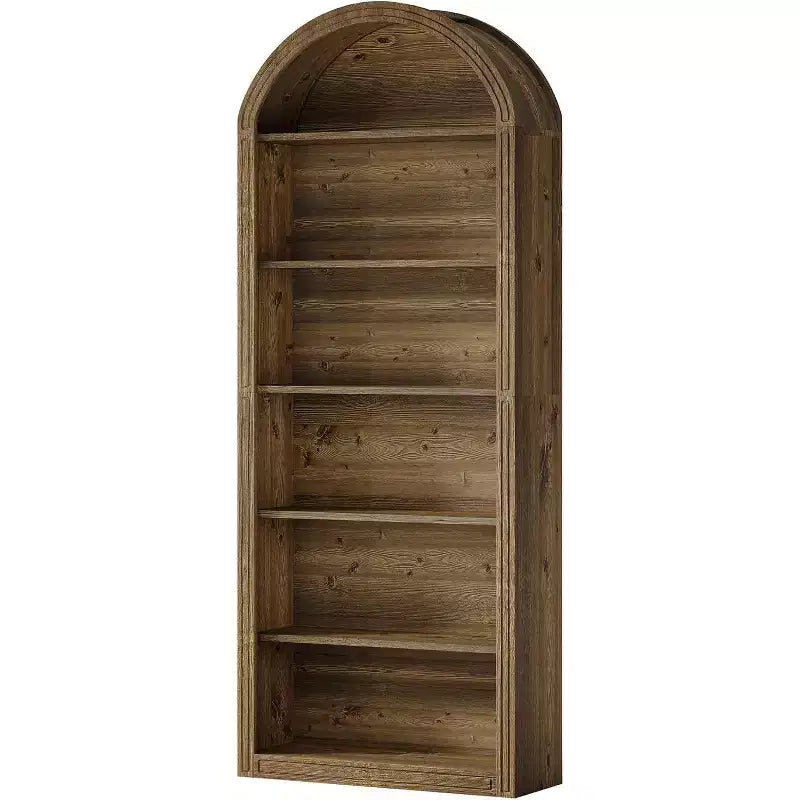 Étagère à livres 6 niveaux cintrée Lantine, bibliothèque haute de 196 cm, étagère de rangement ouverte autoportante pour salon, bureau à domicile