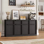 Buffet avec 2 ou 4 tiroirs et grand meuble à café de 80 ou 157 cm avec rangement, buffet de rangement moderne pour la cuisine et la salle à manger