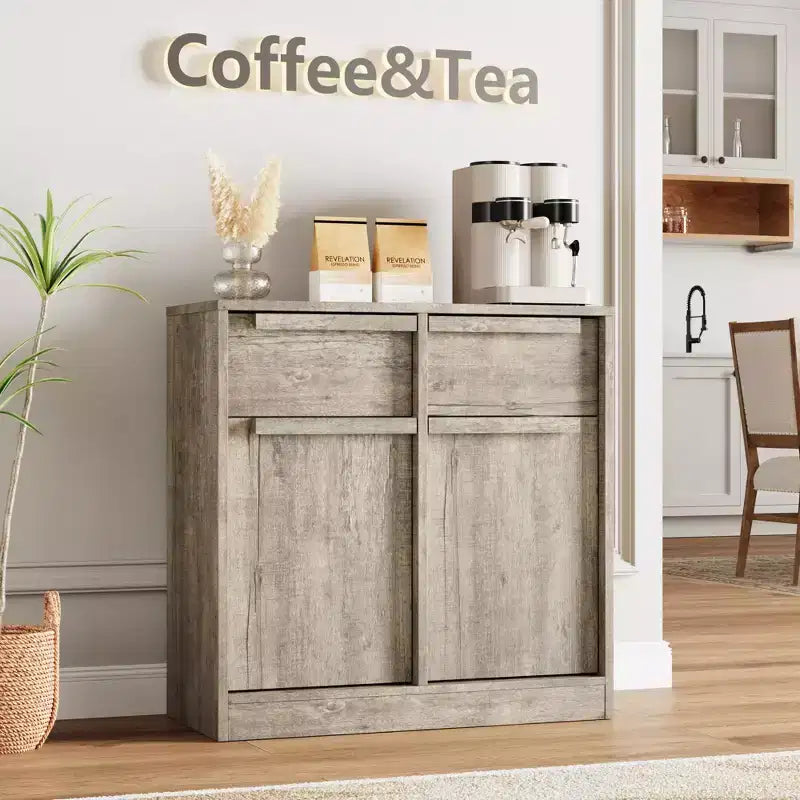 Buffet avec 2 ou 4 tiroirs et grand meuble à café de 80 ou 157 cm avec rangement, buffet de rangement moderne pour la cuisine et la salle à manger