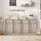 Buffet avec 2 ou 4 tiroirs et grand meuble à café de 80 ou 157 cm avec rangement, buffet de rangement moderne pour la cuisine et la salle à manger