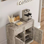 Buffet avec 2 ou 4 tiroirs et grand meuble à café de 80 ou 157 cm avec rangement, buffet de rangement moderne pour la cuisine et la salle à manger