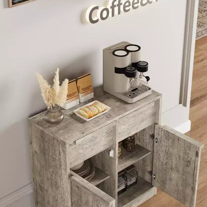 Buffet avec 2 ou 4 tiroirs et grand meuble à café de 80 ou 157 cm avec rangement, buffet de rangement moderne pour la cuisine et la salle à manger