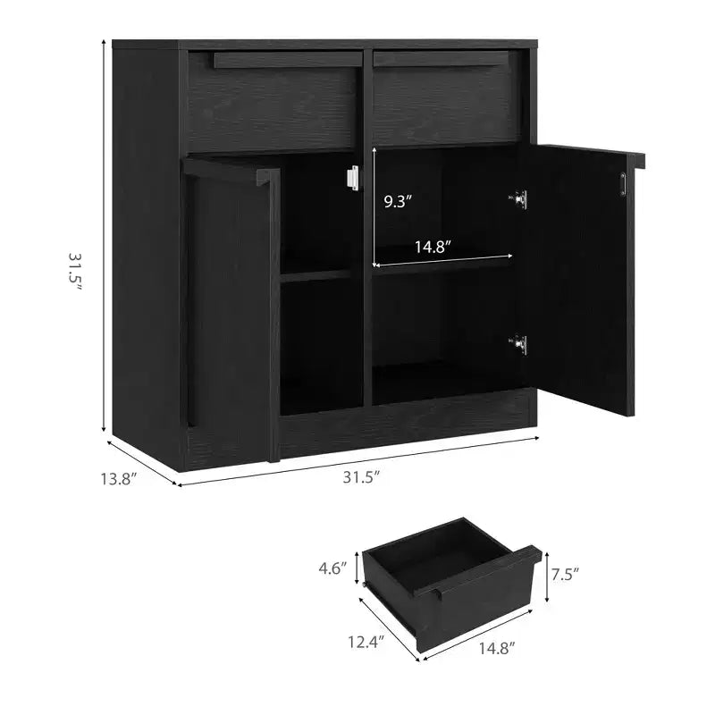 Buffet avec 2 ou 4 tiroirs et grand meuble à café de 80 ou 157 cm avec rangement, buffet de rangement moderne pour la cuisine et la salle à manger