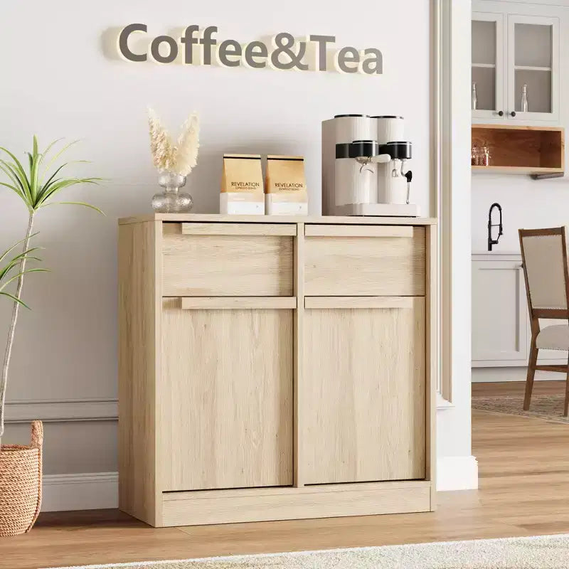 Buffet avec 2 ou 4 tiroirs et grand meuble à café de 80 ou 157 cm avec rangement, buffet de rangement moderne pour la cuisine et la salle à manger